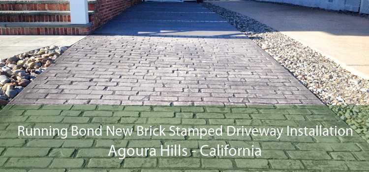 Running Bond New Brick Stamped Driveway Installation Agoura Hills - California