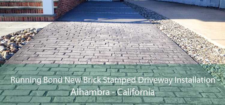 Running Bond New Brick Stamped Driveway Installation Alhambra - California