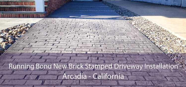 Running Bond New Brick Stamped Driveway Installation Arcadia - California