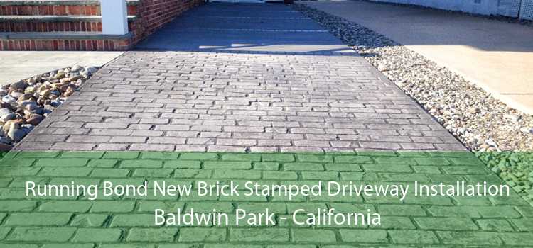 Running Bond New Brick Stamped Driveway Installation Baldwin Park - California