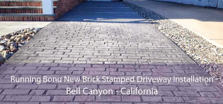 Running Bond New Brick Stamped Driveway Installation Bell Canyon - California