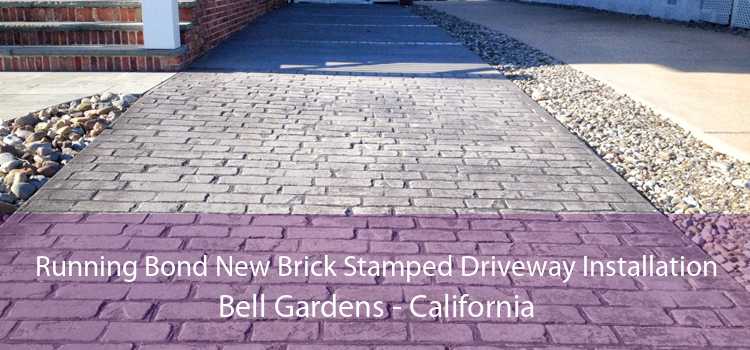 Running Bond New Brick Stamped Driveway Installation Bell Gardens - California
