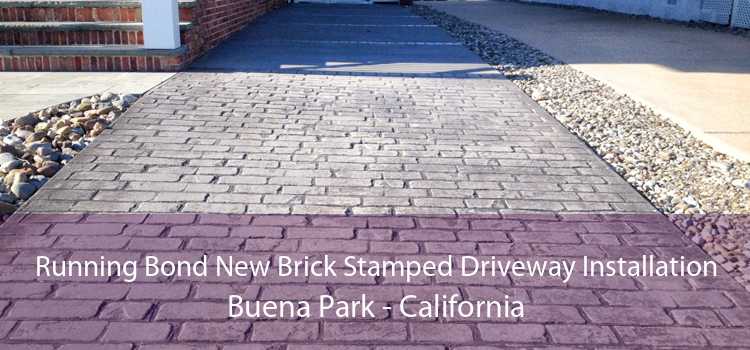 Running Bond New Brick Stamped Driveway Installation Buena Park - California