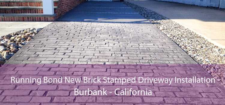 Running Bond New Brick Stamped Driveway Installation Burbank - California