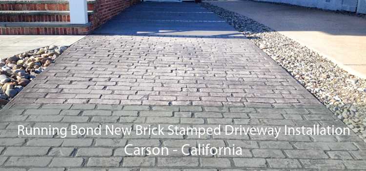 Running Bond New Brick Stamped Driveway Installation Carson - California