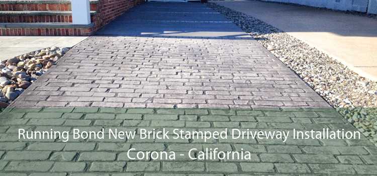 Running Bond New Brick Stamped Driveway Installation Corona - California