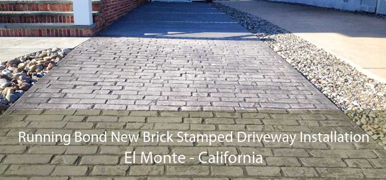 Running Bond New Brick Stamped Driveway Installation El Monte - California