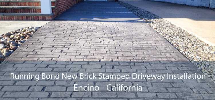 Running Bond New Brick Stamped Driveway Installation Encino - California