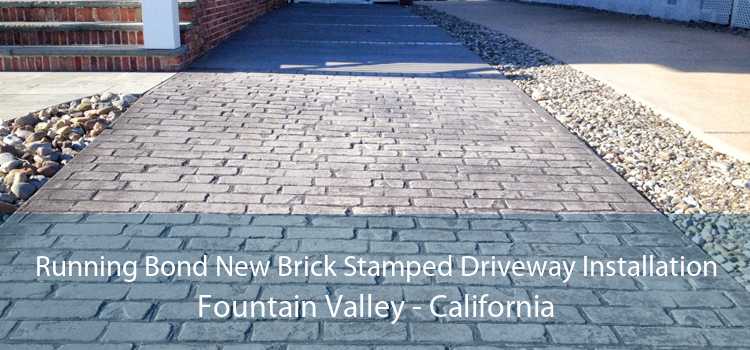 Running Bond New Brick Stamped Driveway Installation Fountain Valley - California