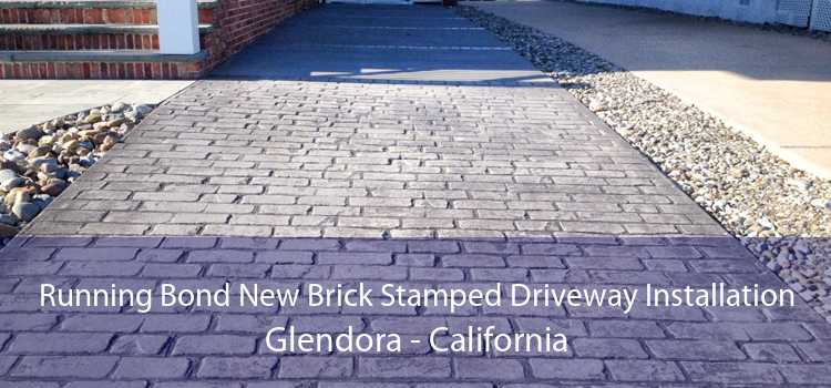 Running Bond New Brick Stamped Driveway Installation Glendora - California