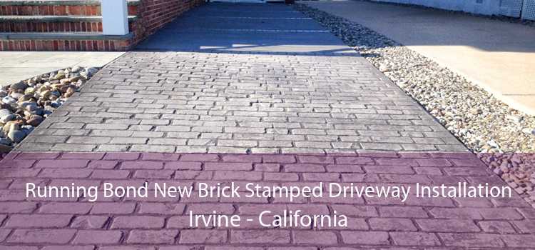 Running Bond New Brick Stamped Driveway Installation Irvine - California