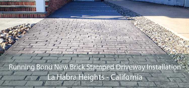 Running Bond New Brick Stamped Driveway Installation La Habra Heights - California