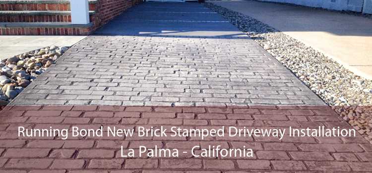 Running Bond New Brick Stamped Driveway Installation La Palma - California