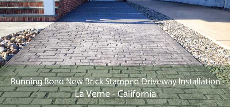 Running Bond New Brick Stamped Driveway Installation La Verne - California
