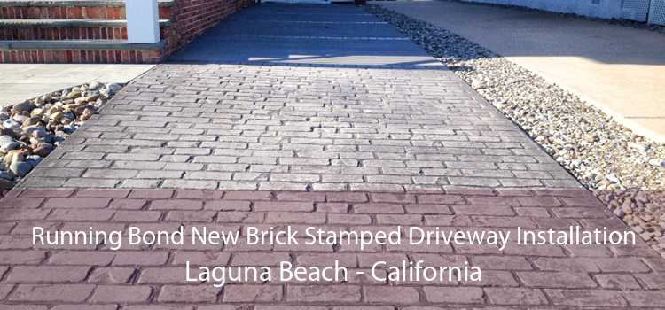 Running Bond New Brick Stamped Driveway Installation Laguna Beach - California