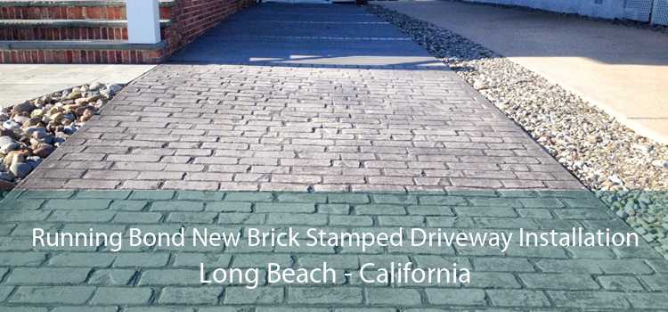 Running Bond New Brick Stamped Driveway Installation Long Beach - California