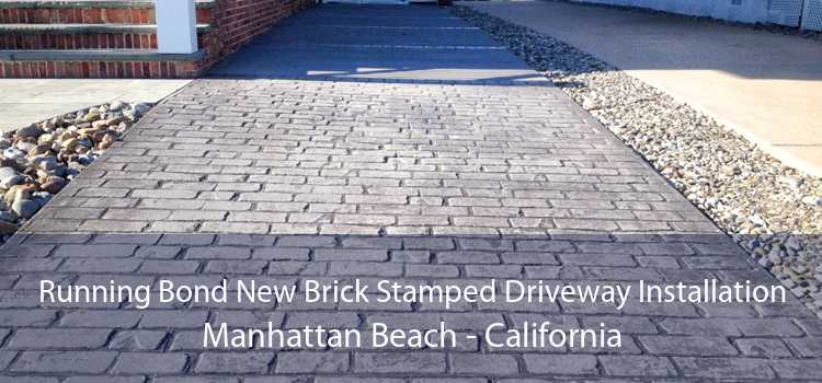 Running Bond New Brick Stamped Driveway Installation Manhattan Beach - California