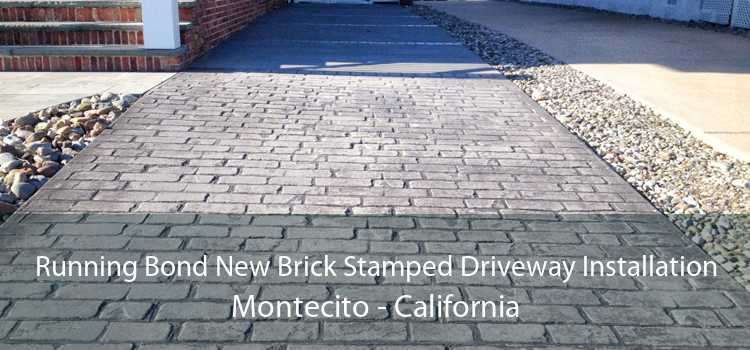 Running Bond New Brick Stamped Driveway Installation Montecito - California