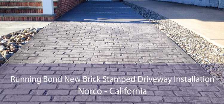 Running Bond New Brick Stamped Driveway Installation Norco - California