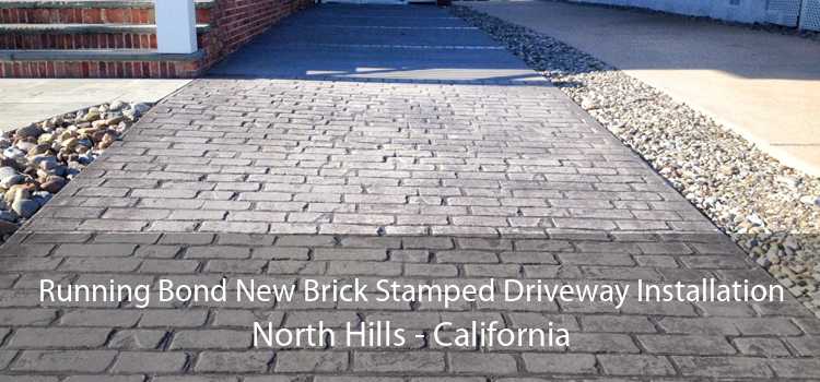 Running Bond New Brick Stamped Driveway Installation North Hills - California