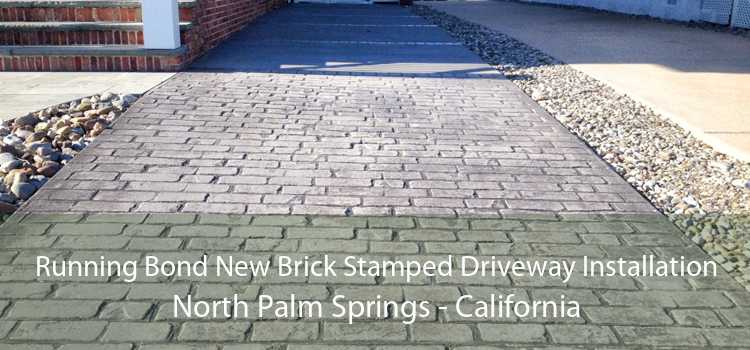 Running Bond New Brick Stamped Driveway Installation North Palm Springs - California