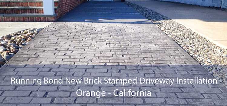 Running Bond New Brick Stamped Driveway Installation Orange - California