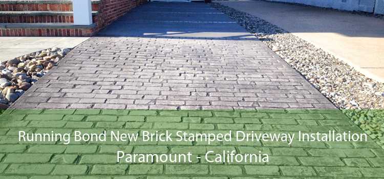 Running Bond New Brick Stamped Driveway Installation Paramount - California