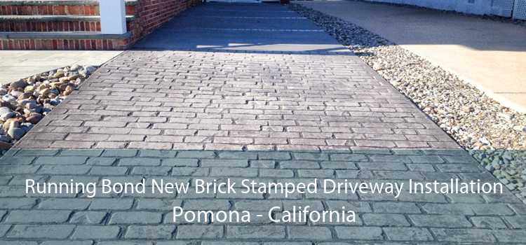 Running Bond New Brick Stamped Driveway Installation Pomona - California