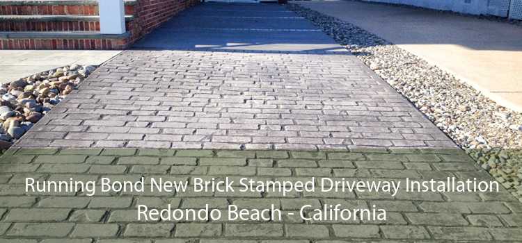 Running Bond New Brick Stamped Driveway Installation Redondo Beach - California