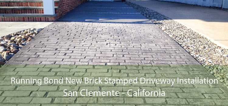 Running Bond New Brick Stamped Driveway Installation San Clemente - California