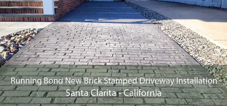 Running Bond New Brick Stamped Driveway Installation Santa Clarita - California