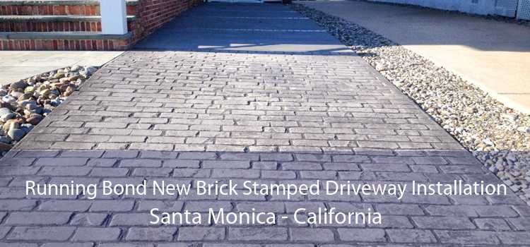 Running Bond New Brick Stamped Driveway Installation Santa Monica - California