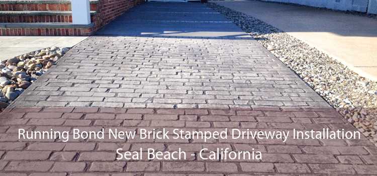 Running Bond New Brick Stamped Driveway Installation Seal Beach - California