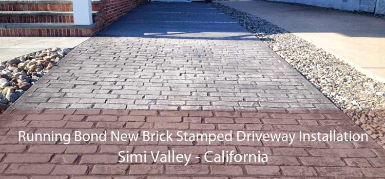 Running Bond New Brick Stamped Driveway Installation Simi Valley - California