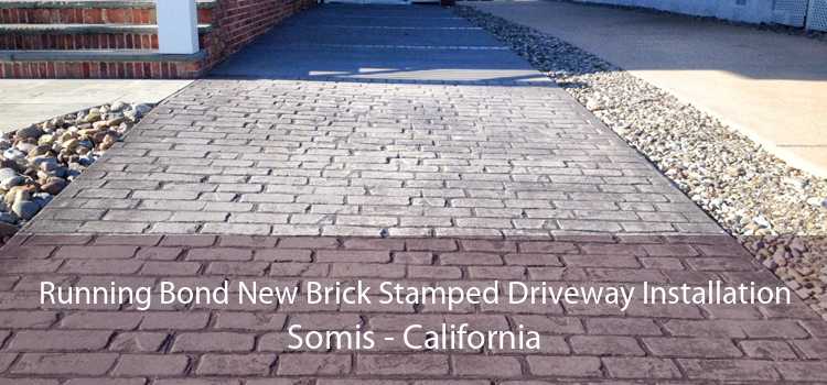 Running Bond New Brick Stamped Driveway Installation Somis - California