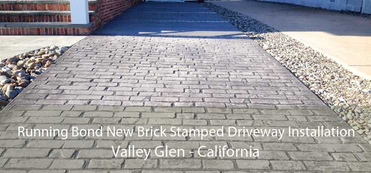 Running Bond New Brick Stamped Driveway Installation Valley Glen - California