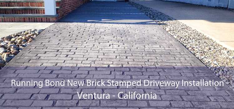 Running Bond New Brick Stamped Driveway Installation Ventura - California