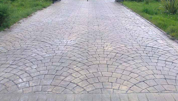 european fan stamped driveway repair Montecito