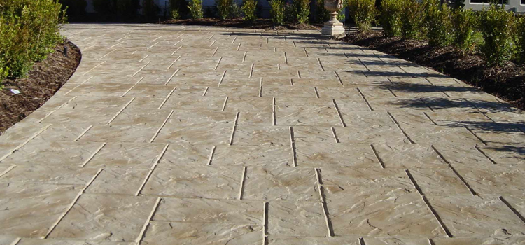 Royal Ashlar Slate Stamped Driveway Installation Alhambra