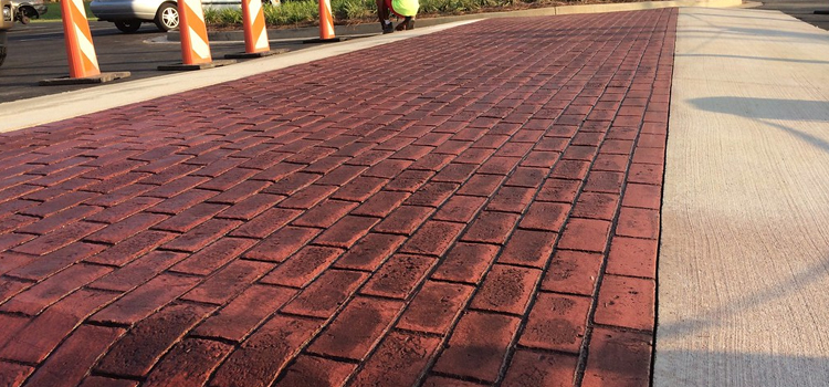 Fountain Valley Running Bond Brick Stamped Driveway Crack Filling